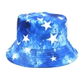 Blue star tie-dye reversible bucket hat featuring white star print and stitched brim - M (56-58cm) / Blue