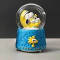 Snoopy on moon music box crystal ball with blue base and little stars engraving - 014 Blue Base / Medium 80# LED Light+Music