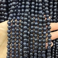 Polierte runde Blaufluss Perlen für DIY Schmuck mit funkelndem Sternenlicht-Effekt - Blauer Sand A165 / 4mm (ca. 88 Perlen)