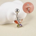 Stainless steel belly button ring with butterfly design and colorful marquise zircons - 1.6*10mm / Colorful Marquise Zircon Butterfly (B)
