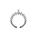 Schwarzer C-Nasenring mit Kristall-Krone und funkelnden weißen Zirkonia-Steinen - Kupfer / Gunmetal-Schwarz (X847)