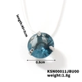 Elegant three-claw necklace with round blue crystal pendant and silver chain - Blue (KSN00011JBU00)