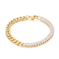 Bracciale a catena cubana dorata con zirconi rettangolari e chiusura a moschettone - Bracciale Oro (KB163890-Z)