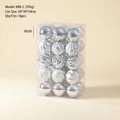 Set of 18 silver 6cm Christmas ball ornaments with textured and mirror finishes - 6cm / Silver (18 Pcs Set)