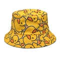 Reversible yellow bucket hat with cute cartoon duck print for sun protection - M (56-58cm) / Yellow Duck