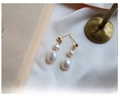 Vintage style double-layered baroque freshwater pearl earrings with gold plating - 1# Freshwater Pearl (Silver Needle)