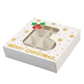 White 6-grid Christmas gift box with gold Merry Christmas print and clear window - Chocolate Box - Stocking (6 Grids)