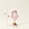 Pink plush angel doll pendant with gold boots and heart sequins for Christmas tree decor - Pink Plush Doll-Braids (2023G-1)