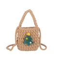 Mini borsa a secchiello in maglia kaki fatta a mano con motivo festivo di Natale - Albero di Natale / Cachi