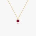 Minimalist s925 silver necklace with a red round zircon pendant in gold finish - Necklace / Rose Red / 18K Gold