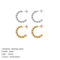 Créoles torsadées en or et argent, boucles d'oreilles en acier inoxydable de 4 mm - 20MM Créoles Torsadées Ouvertes (YE35953) / Acier Inoxydable Argent
