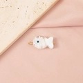 White glass fish charm with blue eye detail and gold metal loops for DIY jewelry - White Evil Eye Fish Double Loops (6#) / Gold