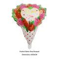 Rose bouquet foil balloon with I Love You heart print for Valentine decor, 45x56cm - I LOVE YOU Rose Bouquet