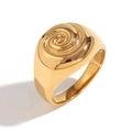 18K vergoldeter Edelstahl-Ring mit Spiralwirbel, poliert und sandgestrahlt - US 6 / Gold