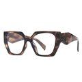 Moderne Oversize-Sonnenbrille mit dunkelbraunem Schildpatt-Marmorrahmen in Geometrie - Schildpatt Transparent