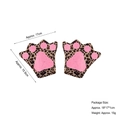 Leopard print plush cat paw gloves for children costume parties featuring pink pads - Kids Leopard Print Paw Gloves