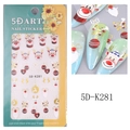 5D-K281 Christmas embossed nail decals featuring reindeer and snowflake designs - 5D-K281