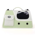 Sac de transport pour animaux en toile vert clair avec fenêtre en chat et poche latérale - Sac pour chat à grande capacité / Vert