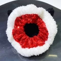Christmas hair scrunchie with red sequins and white faux fur trim in a reindeer design - Red Sequin with Fur