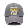 Vintage washed grey cotton baseball cap with beer graphic and humorous slogan - L (58-60cm/Adjustable) / Washed Charcoal Grey (Beer 3 Days A Week)