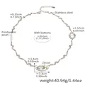 Roestvrijstalen ketting met zoetwaterparels en een grote markiesvormige zirkoon hanger - 45+5cm / Staalkleur