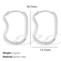 Irregular silver stainless steel hoop earrings with 18.7mm height and 13.7mm width - EH826 Irregular / Silver