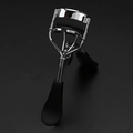 Eyelash curler with built-in comb and black handle for natural lash curling tool - Chrome Curler with Comb Black Duckbill Handle Black Rubber Pad