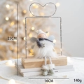 Christmas plush angel doll in white fur with silver wings and LED heart light on wood base - Type H / White Angel (Heart with Light)