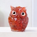 Red resin owl figurine with natural crystal stone chips for home desktop decoration - Red Agate Style 2