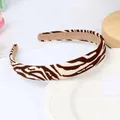 Brown and white zebra pattern sponge headband with soft velvet inner lining - Coffee Zebra