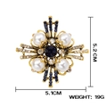 Golden vintage cross brooch with pearls, blue gemstones and crystals measuring 5.2 cm - Vintage Blue Sapphire and Pearl Brooch