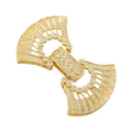 Macro view of gold fan-shaped jewelry clasps encrusted with sparkling zircon stones - VK259 Gold Fan Link
