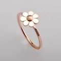 Elegant rose gold titanium sunflower ring with polished daisy petal design for women - US 5 / Rose Gold