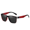 QUISVIKER sports sunglasses with black polarized lenses and red tiger stripe temples - Black Frame / Gray Lens / Red Pattern Legs (G5)