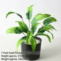 Artificial 7-prong Persian fern plant in black pot with white stones, 37cm height - 7-Prong Small Persian Fern (Without Pot)