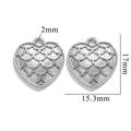 Silver stainless steel heart pendant with fish scale texture for DIY jewelry making - 527 (Fish Scale Heart) / Silver