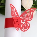 Elegant laser-cut red butterfly napkin ring made of reflective paper for dining decor - Pearlescent Red