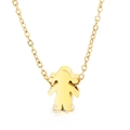 Polished gold-tone girl silhouette pendant on a delicate O-chain necklace - Gold Girl (KN117475-Z)