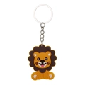 Dettaglio di un simpatico portachiavi a forma di leone in PVC arancione con anello - Portachiavi Leone