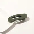 Macro view of olive green matte hair clip with hollow design on white background - Matte Hair Clip Small - Army Green