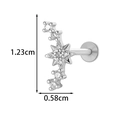F136 titanium silver star labret with cubic zirconia, size 1.23cm by 0.58cm - Star Cluster Style (2607-2#Silver)