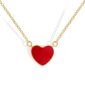 Minimalist golden chain necklace featuring a red heart pendant with polished gold edges - Copper Plated 18K Gold / Gold