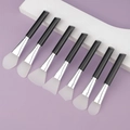7-piece set of flexible silicone face mask brushes with black handles and silver ferrules - 7Pcs Set (Black)