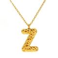 Textured 18k gold plated stainless steel initial Z pendant necklace for women - Gold Letter-Z