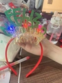 LED Christmas headband with green glitter Feliz Navidad text and colorful tinsel accents - 49# Green Glitter Letter Headband with Gold Thread