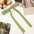 Sweet green satin bow hair clip with ribbons on an elegant lifestyle background - Duckbill Clip-Z206 / Grass Green