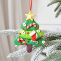 Handcrafted green polymer clay Christmas tree ornament with festive red bow and candy cane - Candy Cane Christmas Tree