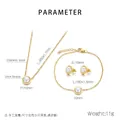 Detailed view of stainless steel jewelry set with shell beads and golden finish - Necklace+Bracelet+Earrings (KS220232-HR) / Gold