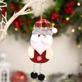 Pendaglio Babbo Natale in peluche con gambe di perline su un ramo festivo bianco - Babbo Natale