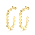 French vintage style golden beaded C-shape hoop earrings with high polished finish - Style B Beaded C-Shape (KE108802-KFC)